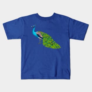 Teal Peacock Graphic Kids T-Shirt